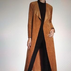 Chicos Jacket Long Very Soft Polyester Faux Suede Black Label Size 1